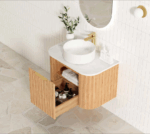Bondi 750mm Woodland Oak Fluted Curve Vanity - Image 6