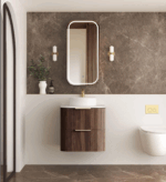 Havana 600 Sable Walnut Fluted Wall Hung Fluted Curve Vanity