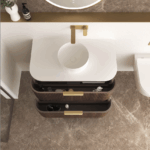 Havana 900mm Sable Walnut Fluted Wall Hung Fluted Curve Vanity - Image 3