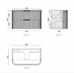 Havana 900mm Sable Walnut Fluted Wall Hung Fluted Curve Vanity - Image 19