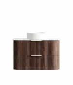 Havana 900mm Sable Walnut Fluted Wall Hung Fluted Curve Vanity - Image 9