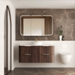 Havana 1200mm Sable Walnut Fluted Wall Hung Fluted Curve Vanity