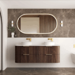 Havana 1500mm Sable Walnut Fluted Wall Hung Fluted Curve Vanity