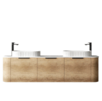 Bondi 1800mm Natural Oak Wall Hung Curve Vanity - Image 5