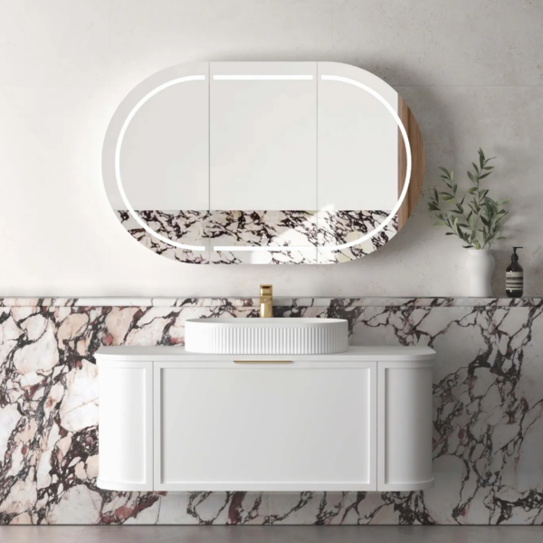 Hampshire 1200mm Satin White Wall Hung Curve Vanity