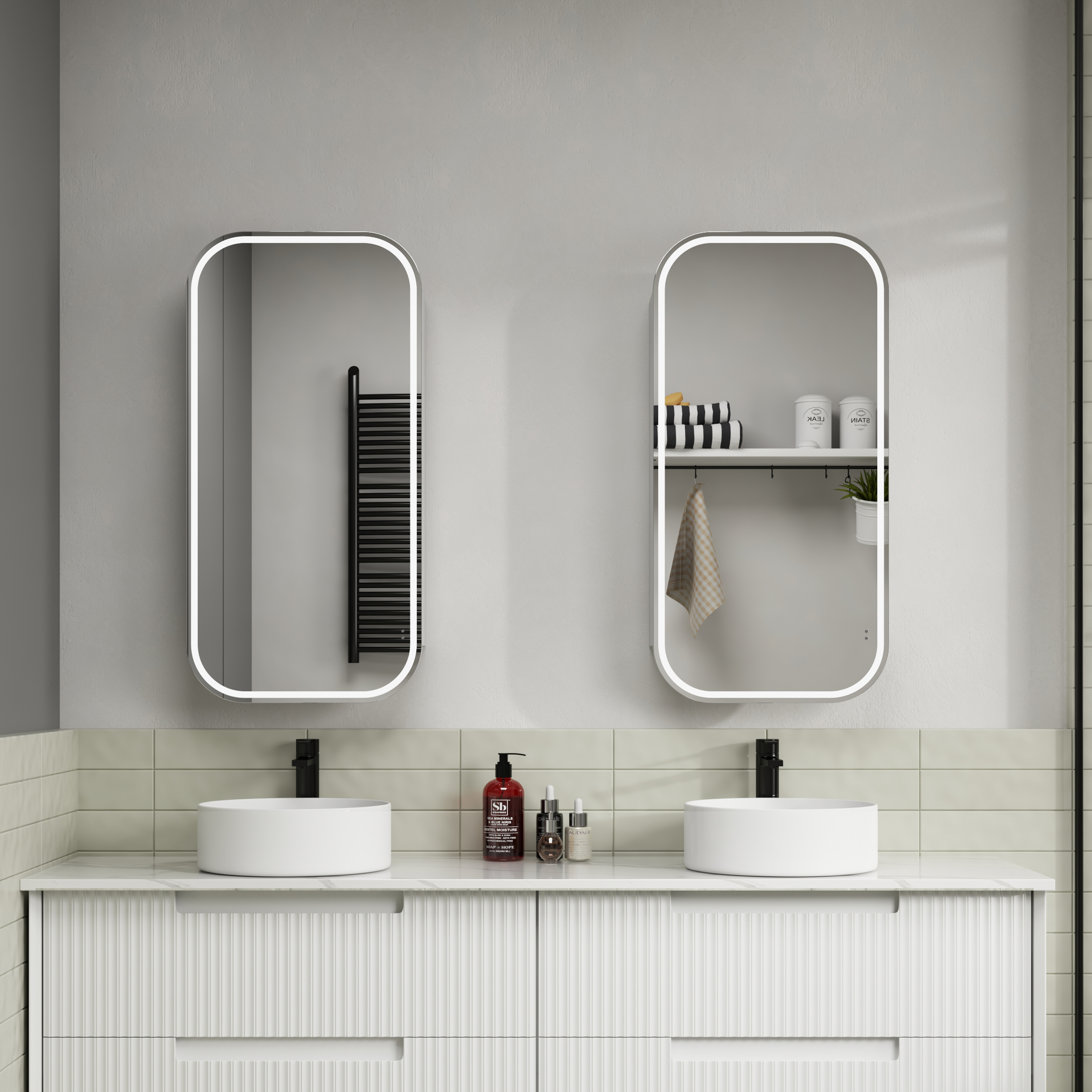 Vienna-LED-Matte-white-4-1 Vienna LED Shaving Cabinet - Image 1