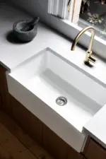 Round Gooseneck Kitchen Mixer Tap with Pinless Handle - Image 41