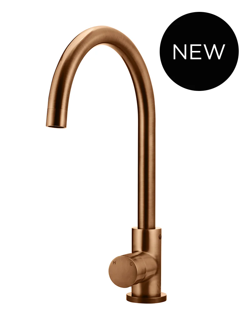 Round Gooseneck Kitchen Mixer Tap with Pinless Handle - Image 10