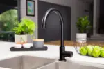 Round Gooseneck Kitchen Mixer Tap with Pinless Handle - Image 45