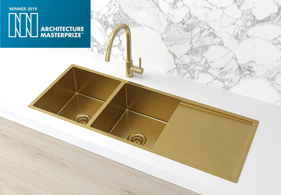 MKSP-D1160440D-BB_Lavello_Brushed_Bronze_Kitchen_Sink_Drainboard_Double_Bowl-1-wlogomasterprize_1080x Lavello Kitchen Sink - Double Bowl & Drainboard 1160 x 440 - Image 1