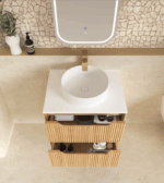 Byron Fluted 600mm Woodland Oak Wall Hung Vanity - Image 3