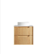 Byron Fluted 600mm Woodland Oak Wall Hung Vanity - Image 8