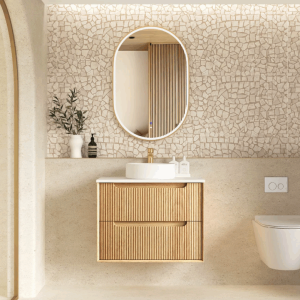 Byron Fluted 750mm Woodland Oak Wall Hung Vanity