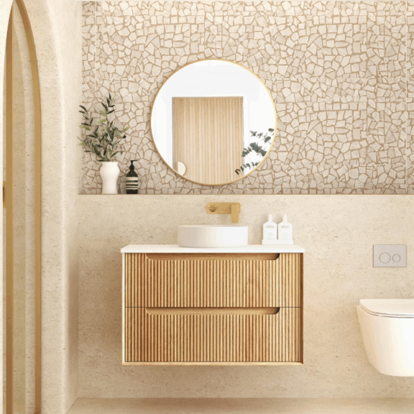 Byron Fluted 900mm Woodland Oak Wall Hung Vanity
