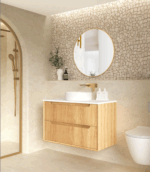 Byron Fluted 900mm Woodland Oak Wall Hung Vanity - Image 3