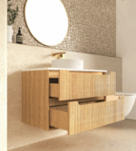 Byron Fluted 900mm Woodland Oak Wall Hung Vanity - Image 4