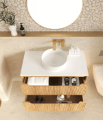 Byron Fluted 900mm Woodland Oak Wall Hung Vanity - Image 5