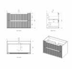 Byron Fluted 900mm Woodland Oak Wall Hung Vanity - Image 15