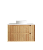 Byron Fluted 900mm Woodland Oak Wall Hung Vanity - Image 11