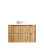 Byron Fluted 900mm Woodland Oak Wall Hung Vanity - Image 10