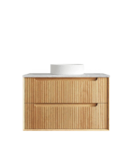 Byron Fluted 900mm Woodland Oak Wall Hung Vanity - Image 9