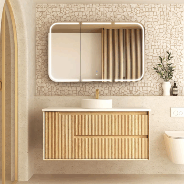 Byron Fluted 1200mm Woodland Oak Wall Hung Vanity