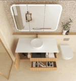 Byron Fluted 1200mm Woodland Oak Wall Hung Vanity - Image 4