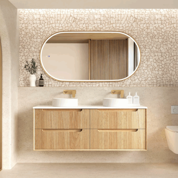 Byron Fluted 1500mm Woodland Oak Wall Hung Vanity