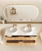 Byron Fluted 1500mm Woodland Oak Wall Hung Vanity - Image 3