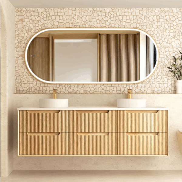 Byron Fluted 1800mm Woodland Oak Wall Hung Vanity