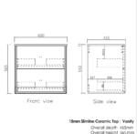 Boston 600mm Light Grey Wall Hung Vanity - Image 8