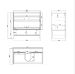 Boston 900mm Light Grey Wall Hung Vanity - Image 6