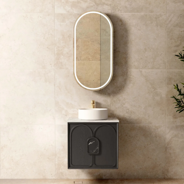 Laguna 600mm Black American Oak Wall Hung Vanity