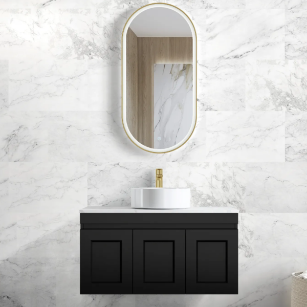 Hampton Mark II 900mm Satin Black Wall Hung Vanity