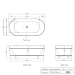 Attica Bondi 1700 Matte White Bath with Overflow - Image 5