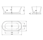 Hampton 1500x750x560 Gloss White Bathtub OF - Image 3