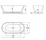 Hampton 1700x800x560 Gloss White Bathtub OF - Image 3