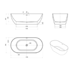 Attica Manolo 1700 Gloss White Bath with Overflow - Image 5