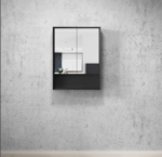 Marlo 600x800 Matte Black Shaving Cabinet