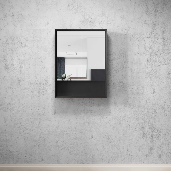 Marlo 600x800 Matte Black Shaving Cabinet