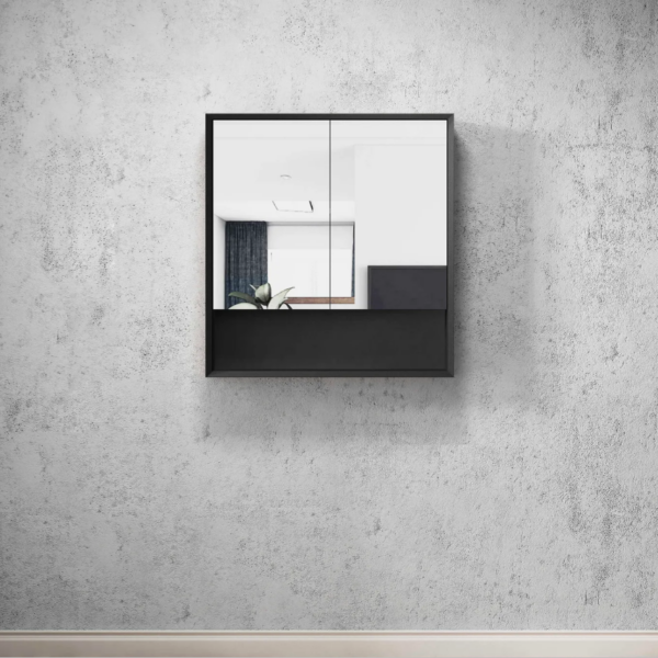 Marlo 750x800 Matte Black Shaving Cabinet