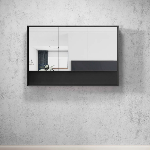 Marlo 1200x800 Matte Black Shaving Cabinet