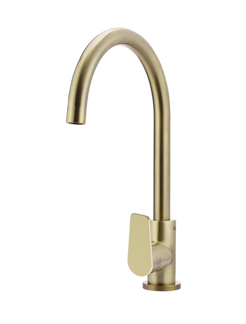 Round Gooseneck Kitchen Mixer Tap with Paddle Handle - Image 25