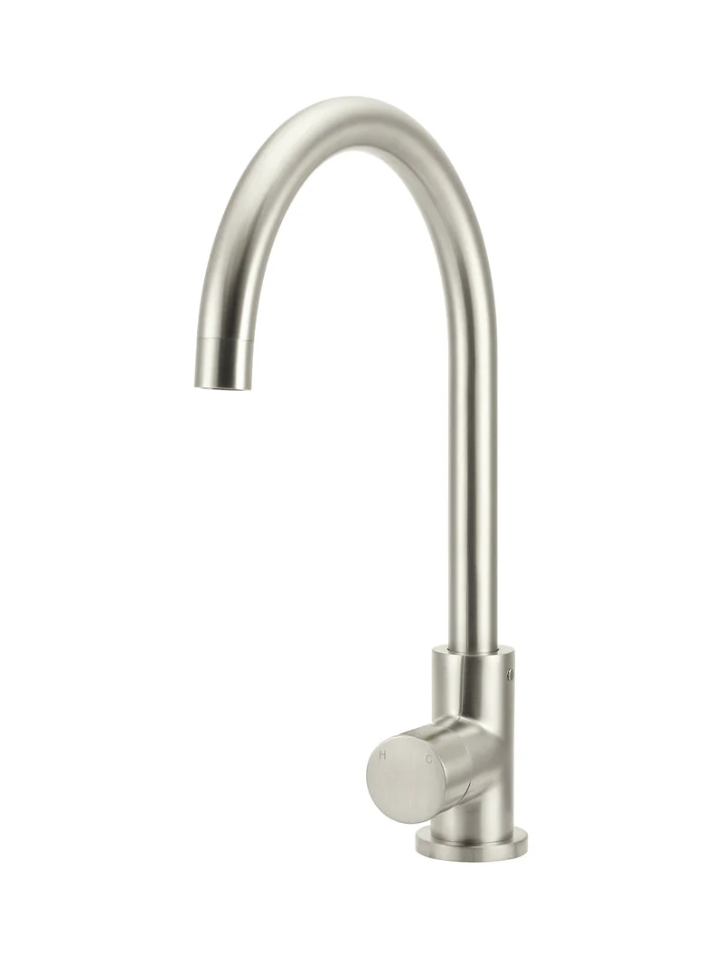 Round Gooseneck Kitchen Mixer Tap with Pinless Handle - Image 20