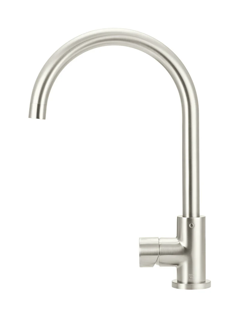 Round Gooseneck Kitchen Mixer Tap with Pinless Handle - Image 19